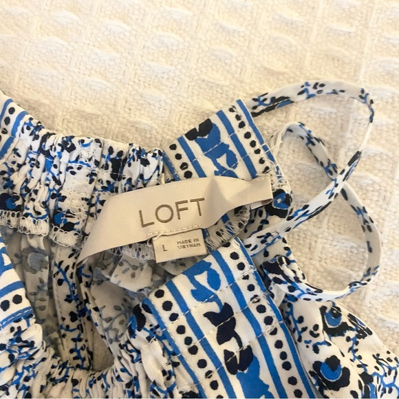 LOFT Blue and White Floral Tie Waist Maxi Dress size Large - Picture 2 of 6